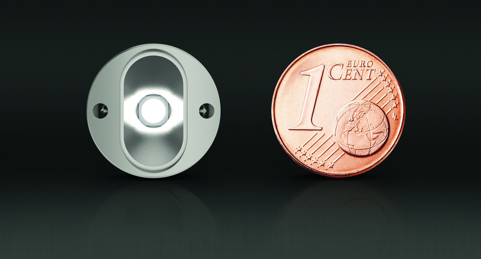 Comparatif taille LED PUCK SNAP et pièce de 1 Cent